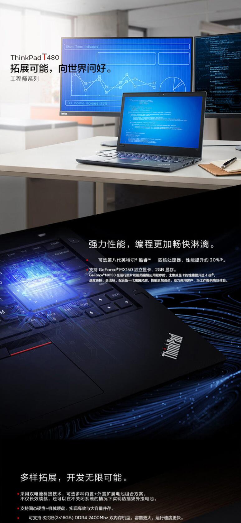 聯(lián)想/Lenovo T480 14英寸筆記本電腦（i7-8550U/8G/128G+1T/2G獨(dú)顯） (圖6)